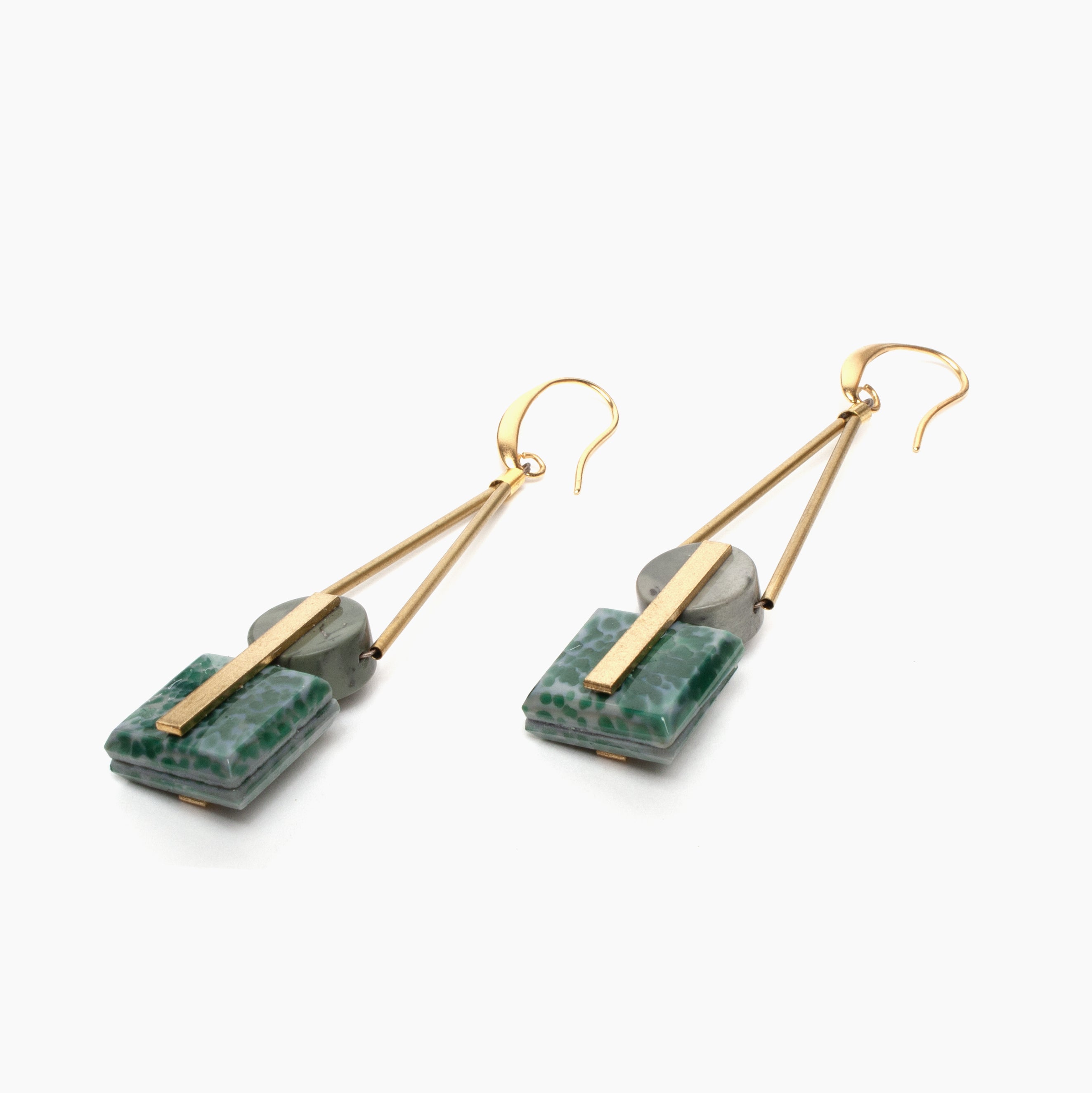 Vintage Glass Geometric Earrings